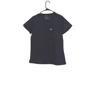 Figs Black Scrub Top XS V-Neck Short Sleeve Technical Collection